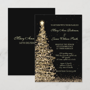 Cartão de Resposta de Natal Elegante Dourado e Pre