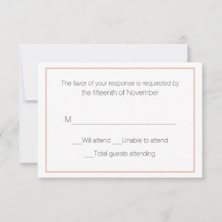 Cartão de Resposta de Peach e Casamento Branco