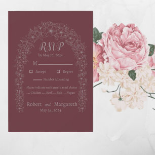 Cartão de Resposta de Porta de Casamento de Flor V