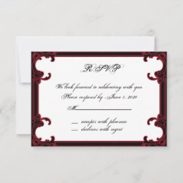 Cartão de Resposta de Quadro Gótico Vermelho Elega