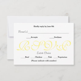 Cartão de Resposta de Recepção RSVP - Fundo Amarel