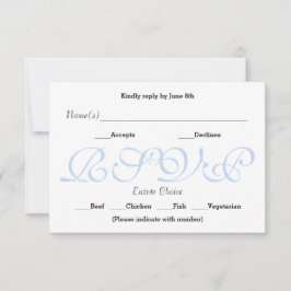Cartão de Resposta de Recepção RSVP - Fundo Azul