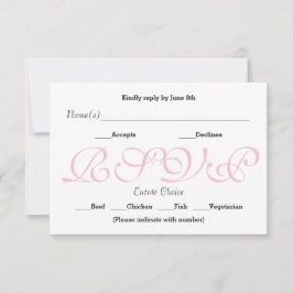 Cartão de Resposta de Recepção RSVP - Fundo Rosa