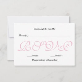 Cartão de Resposta de Recepção RSVP - Fundo Rosa