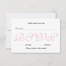 Cartão de Resposta de Recepção RSVP - Fundo Rosa