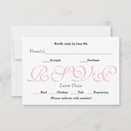 Cartão de Resposta de Recepção RSVP - Fundo Rosa