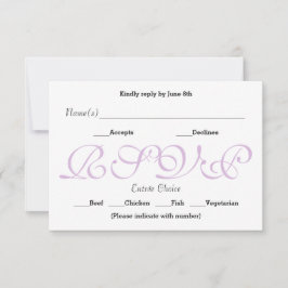 Cartão de Resposta de Recepção RSVP - Fundo Roxo