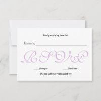 Cartão de Resposta de Recepção RSVP - Fundo Roxo
