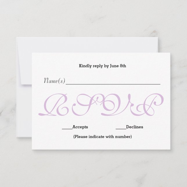 Cartão de Resposta de Recepção RSVP - Fundo Roxo (Frente)