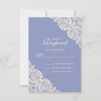 Cartão de Resposta de Renda Floral Roxa Elegante
