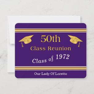 Cartão de Resposta de Reunião de Classe Dourada e