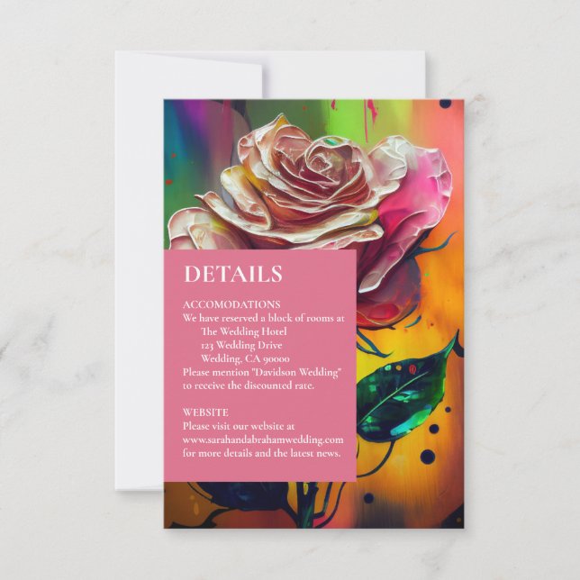 Cartão de Resposta de RSVP Abstrato com Rosas Rosa (Frente)