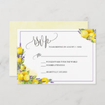 Cartão de Resposta de RSVP Boho de Lavanda Limão e