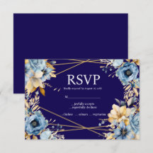 Cartão de Resposta de RSVP com Opções de Menu Azul