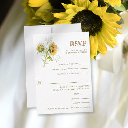 Cartão de Resposta de RSVP de Aquarela de Girassol