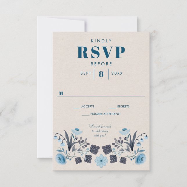 Cartão de Resposta de RSVP de Casamento Boho Folk  (Frente)