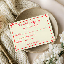 Cartão de Resposta de RSVP de Casamento com Letra