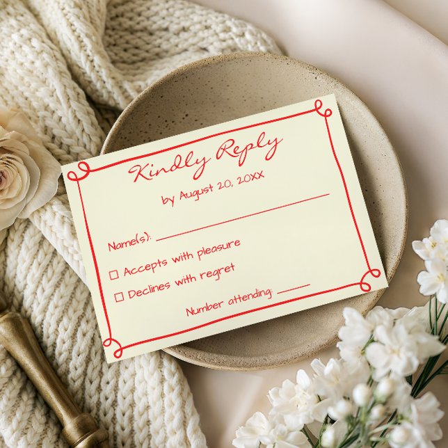 Cartão de Resposta de RSVP de Casamento com Letra  (Criador carregado)