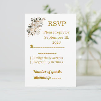 Cartão de Resposta de RSVP de Casamento com Tipogr