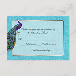Cartão de Resposta de RSVP de Casamento de Peacock