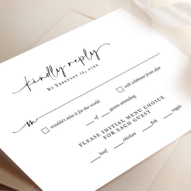 Cartão de Resposta de RSVP de Casamento de Roteiro (Criador carregado)
