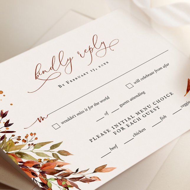 Cartão de Resposta de RSVP de Casamento de Script  (Criador carregado)