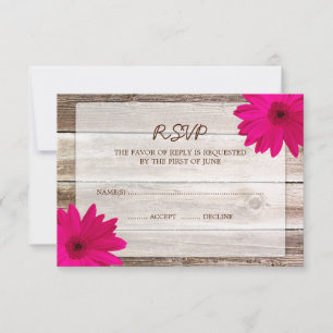 Cartão de Resposta de RSVP de Casamento em Madeira