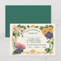 Cartão de resposta de RSVP de casamento floral Art
