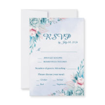 Cartão de Resposta de RSVP de Casamento Floral Azu
