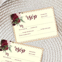 Cartão de Resposta de RSVP de Casamento Floral Bor