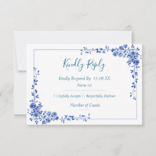 Cartão de Resposta de RSVP de Casamento Floral em 