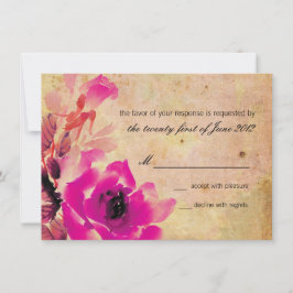 Cartão de Resposta de RSVP de Casamento Rosa Pink 