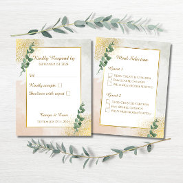 Cartão de Resposta de RSVP de Casamento Verde e Do