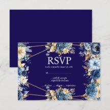 Cartão de Resposta de RSVP de Escolhas do Menu Azu