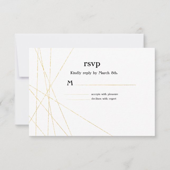 Cartão de Resposta de RSVP de Linha Dourada Modern (Frente)