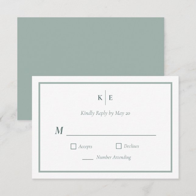 Cartão de Resposta de RSVP de Noivado com Monogram (Frente/Verso)