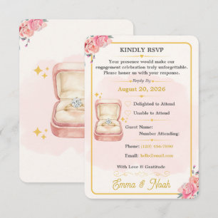 Cartão de Resposta de RSVP de Noivado Floral Elega