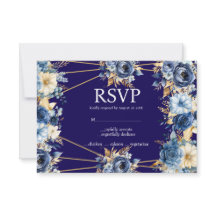 Cartão de Resposta de RSVP de Opções de Menu Azul 