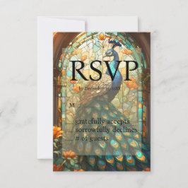 Cartão de Resposta de RSVP de Vidro Colorido de Ca
