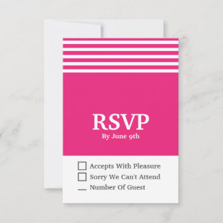 Cartão de Resposta de RSVP Moderno Rosa e Branco 3