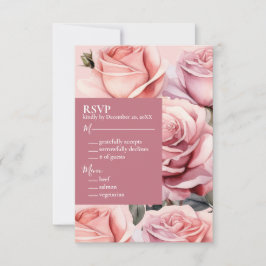 Cartão de Resposta de RSVP para Casamento com Rosa