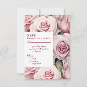 Cartão de Resposta de RSVP para Casamento com Rosa