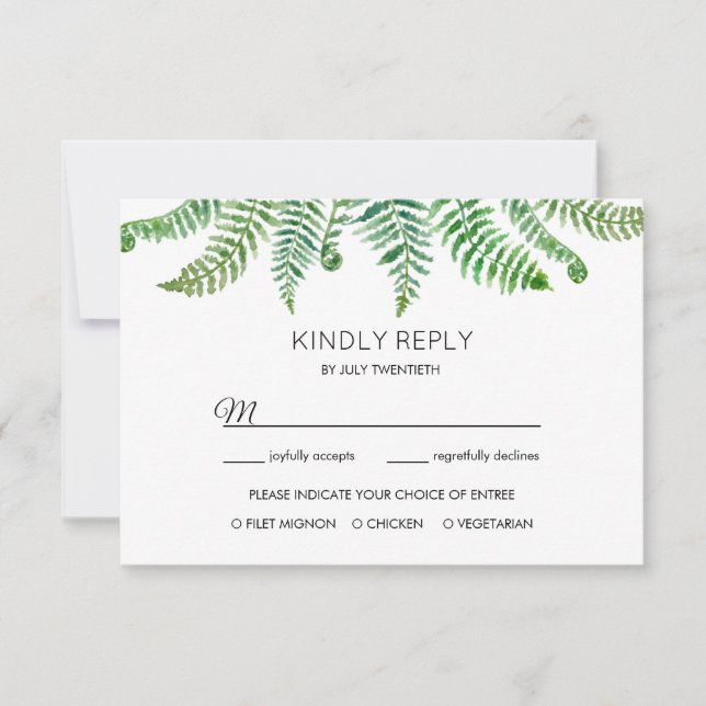 Cartão de resposta de samambaias verdes (Frente)