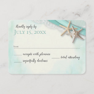 Cartão de Resposta de Starfish e Lace Vintage Beac