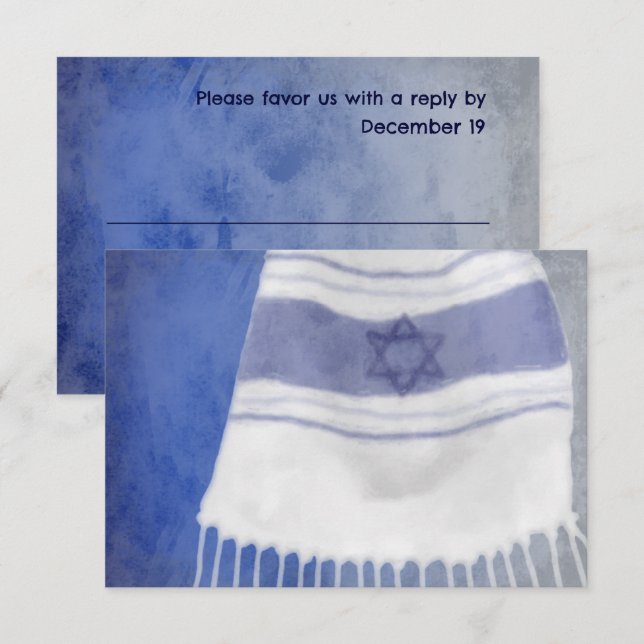 Cartão de Resposta de Tallit do bar Mitzvah (Frente/Verso)