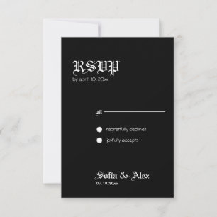Cartão de Resposta do casamento elegante preto-ros