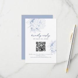 Cartão de Resposta Dusty Blue Hydrangea QR Code