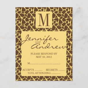 Cartão de resposta elegante do casamento do safari