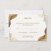 Cartão de Resposta Elegante Royal Gold Classic Wav