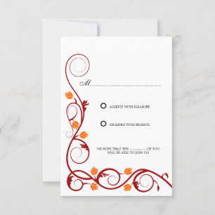 Cartão de Resposta Elegantes Espirais Vermelhas e 